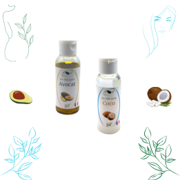DUO d'Huiles Bio 50 ml : Avocat et Coco - Hydratantes et Nourrissantes pour Cheveux, Peau et Ongles | Bio & Nature