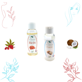 DUO d'Huiles Bio : Ricin et Coco - Hydratantes et Nourrissantes pour Cheveux, Peau et Ongles | Bio & Nature
