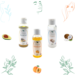 Trio d'Huiles Bio : Avocat, Abricot et Coco - Hydratantes et Adoucissantes pour cheveux et peau | Bio & Nature